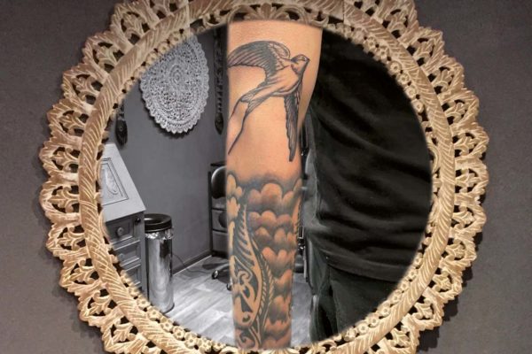 ♂ Swallow sleeve tattoo